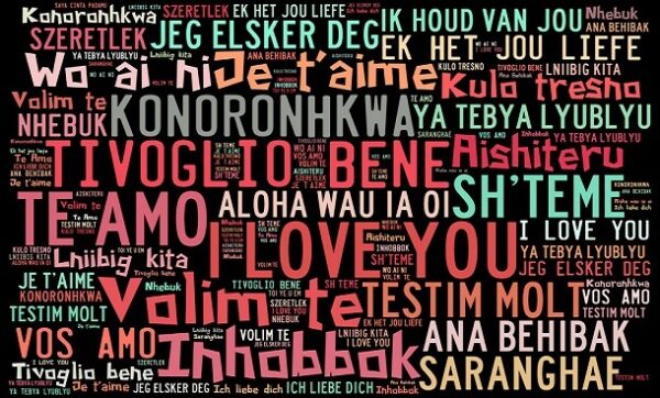 Word cloud with I LOVE YOU in different languages