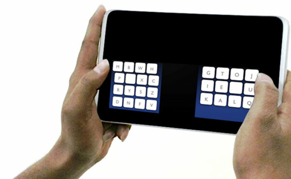 A tablet with split keyboard
